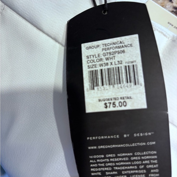 Greg Norman Men's Moisture Wicking Professional Golf Pants White 38X32 - Picture 9 of 9